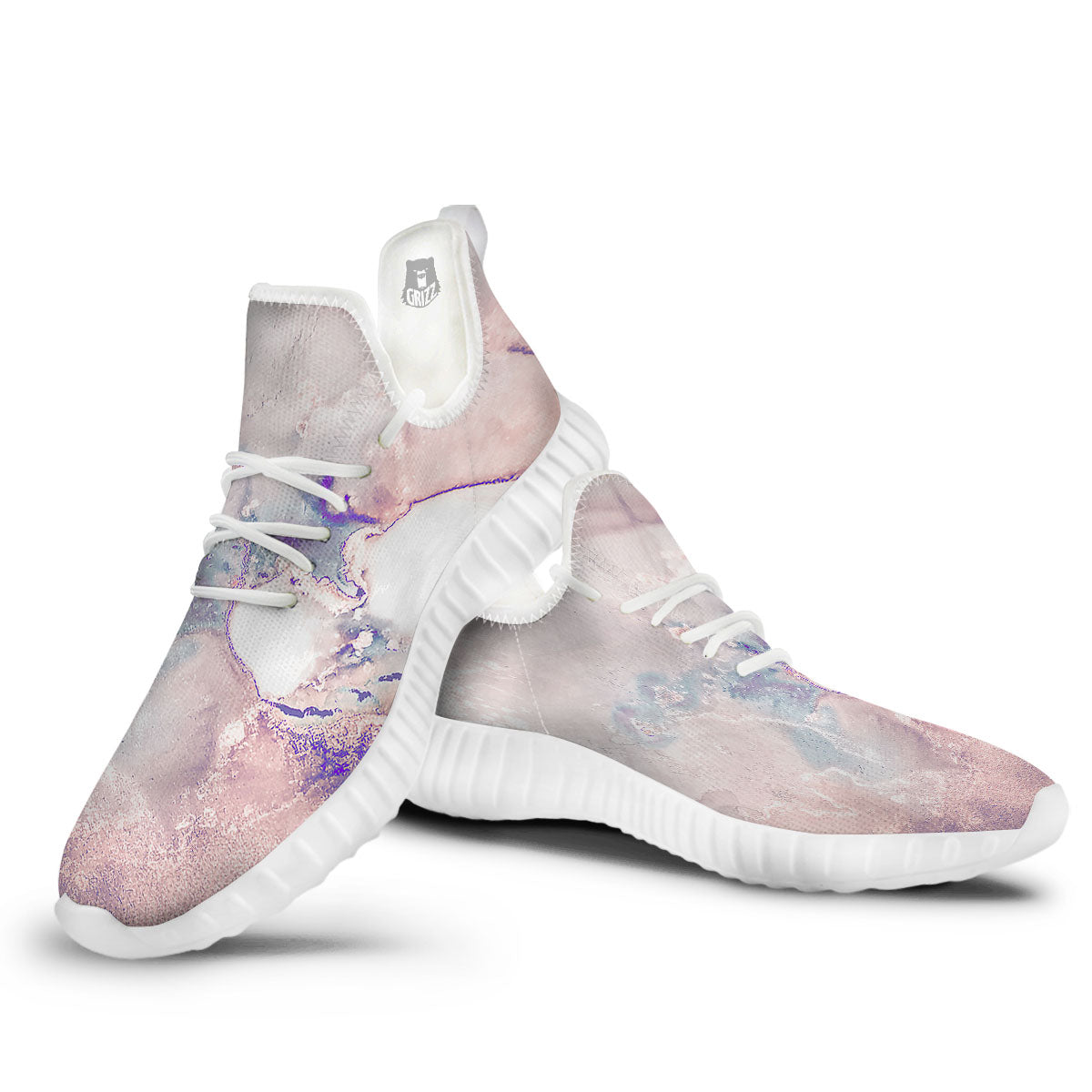 Marble White Ruby Print White Walking Shoes-grizzshop
