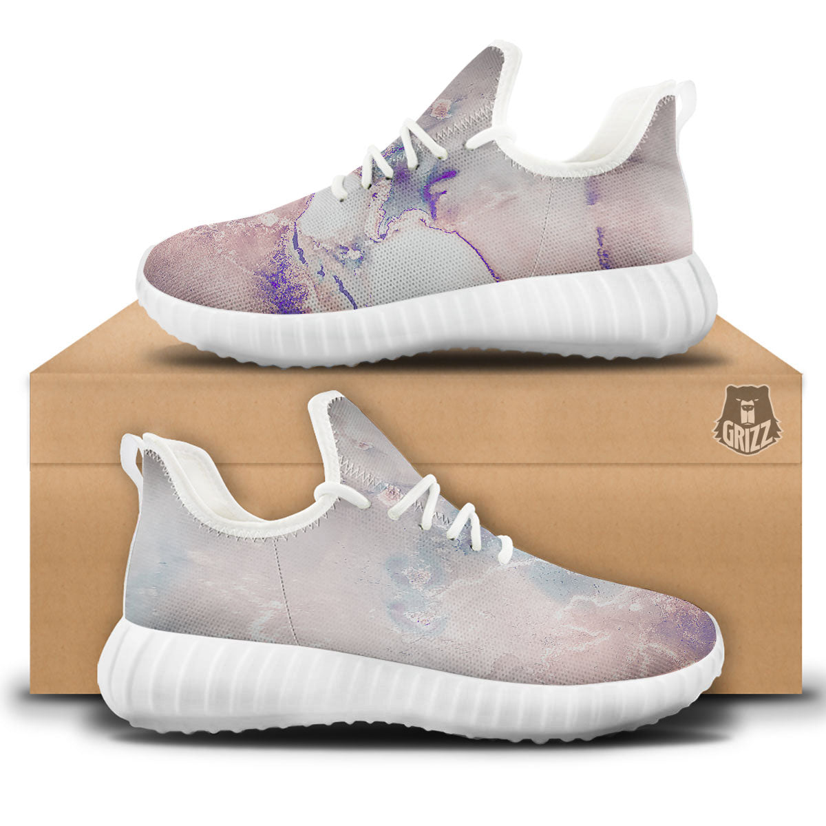 Marble White Ruby Print White Walking Shoes-grizzshop