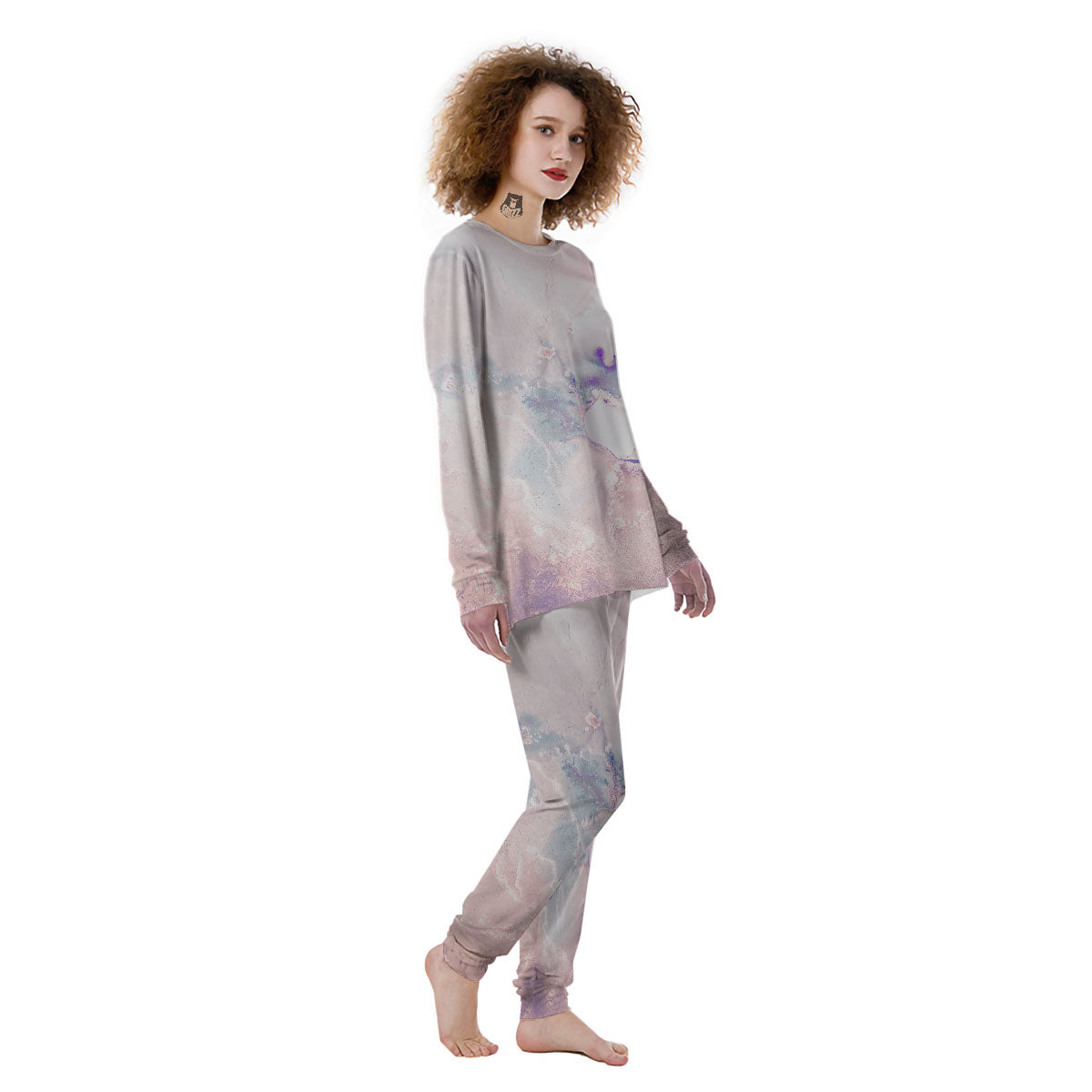 Marble White Ruby Print Women's Pajamas-grizzshop