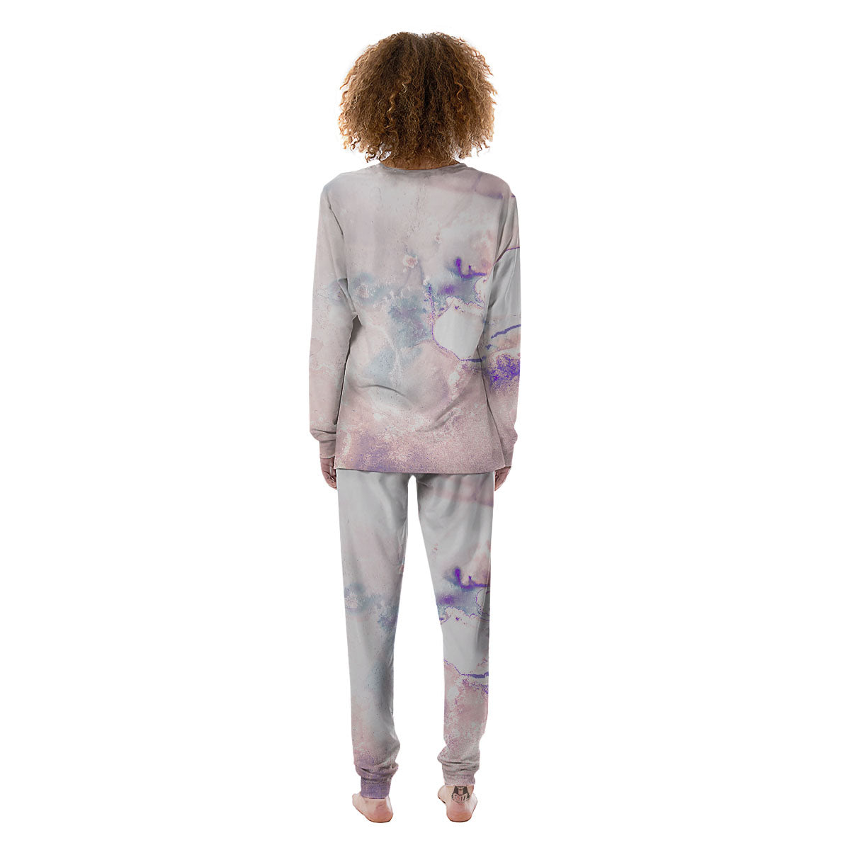 Marble White Ruby Print Women's Pajamas-grizzshop