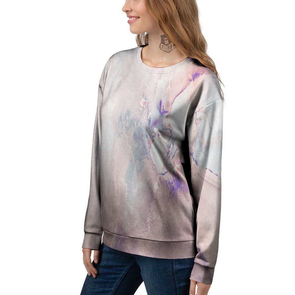 Marble White Ruby Print Women's Sweatshirt-grizzshop
