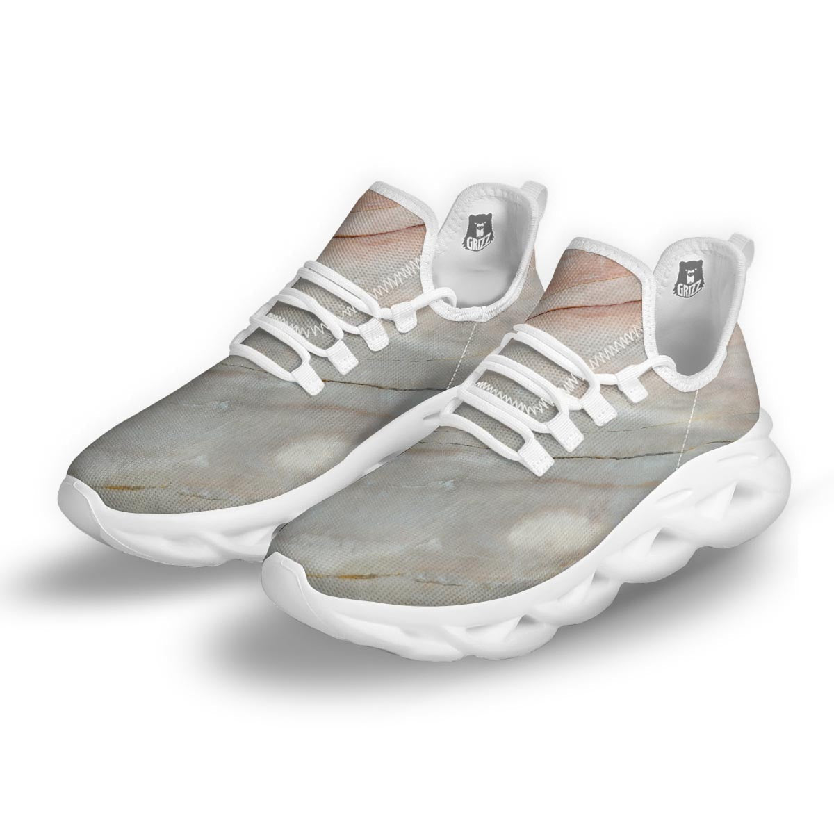 Marble White Running Shoes-grizzshop