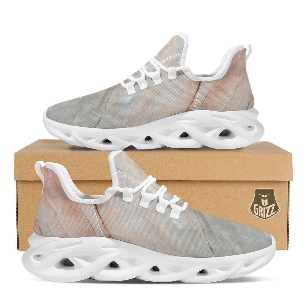 Marble White Running Shoes-grizzshop