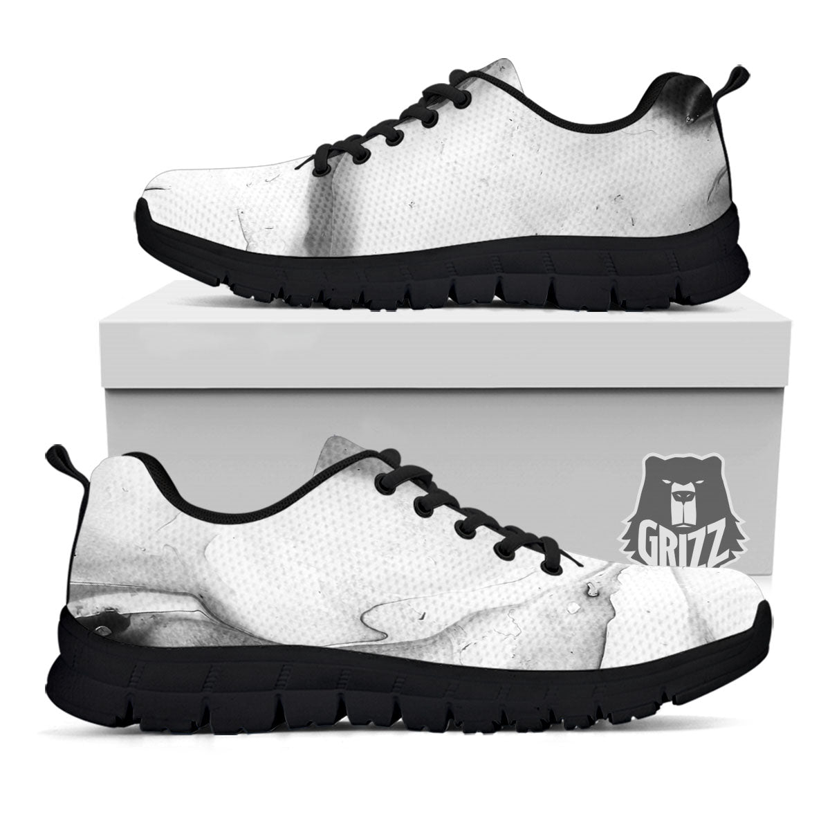 Marble White Smoke Print Black Sneaker-grizzshop