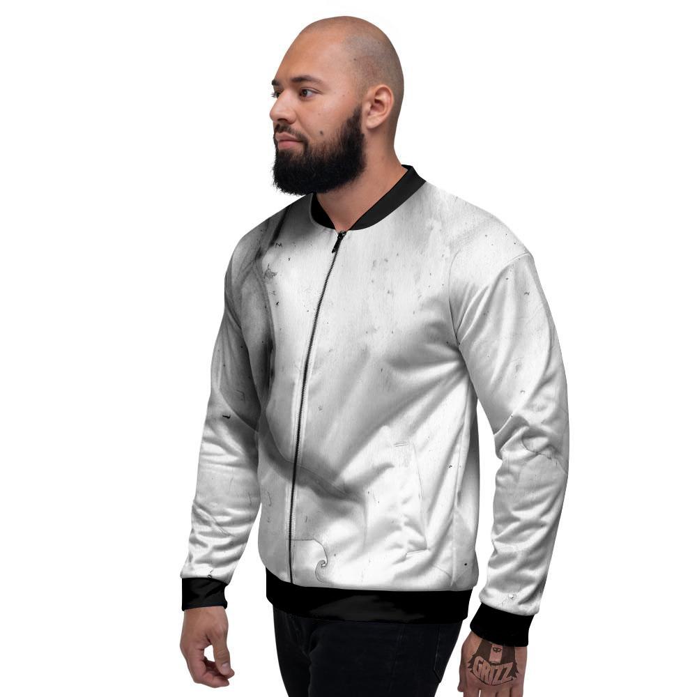 Marble White Smoke Print Men's Bomber Jacket-grizzshop