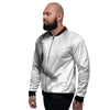 Marble White Smoke Print Men's Bomber Jacket-grizzshop