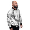 Marble White Smoke Print Men's Bomber Jacket-grizzshop