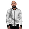 Marble White Smoke Print Men's Bomber Jacket-grizzshop