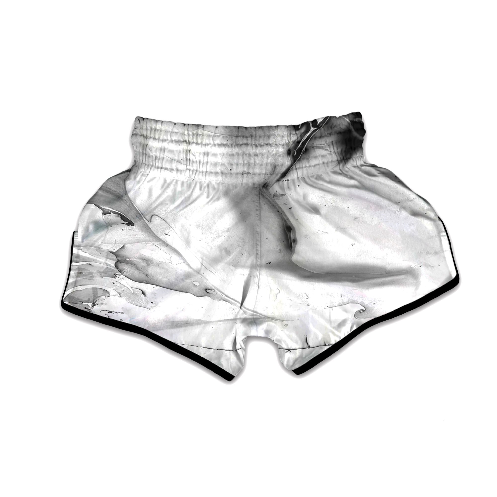 Marble White Smoke Print Muay Thai Boxing Shorts-grizzshop