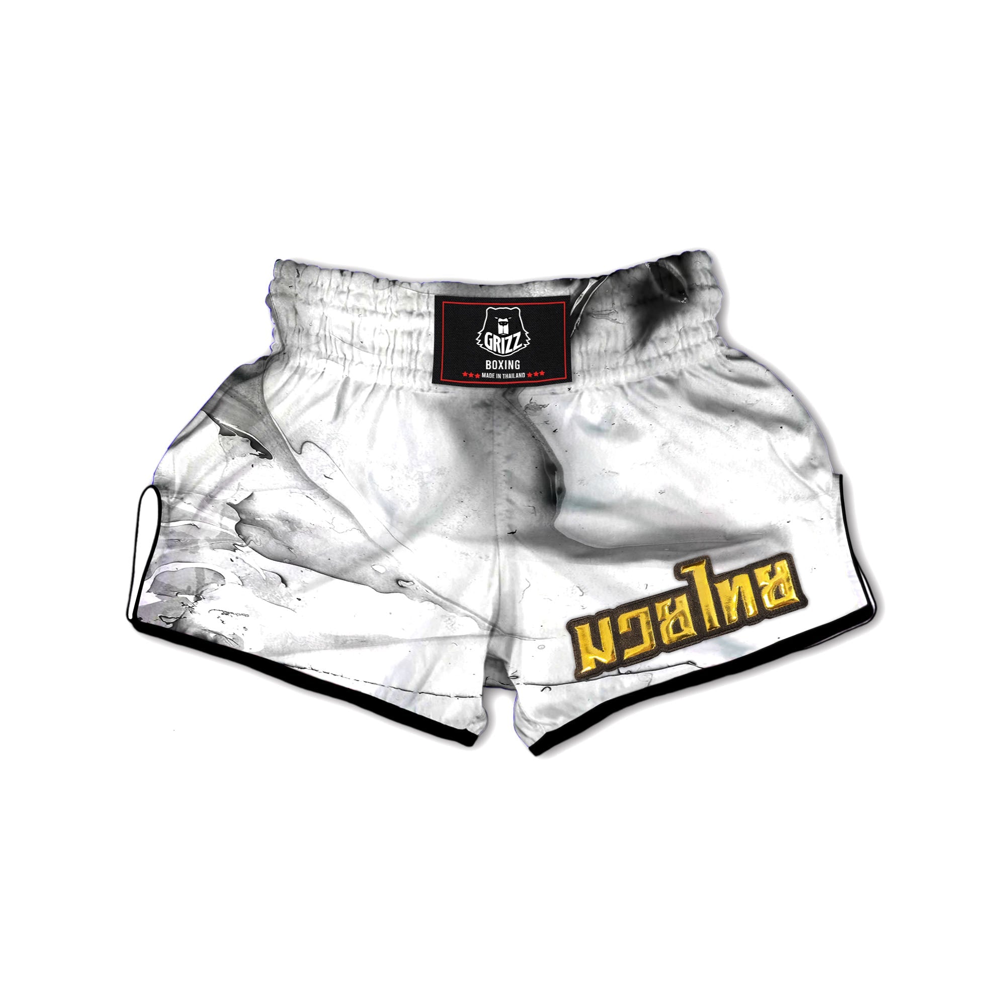 Marble White Smoke Print Muay Thai Boxing Shorts-grizzshop