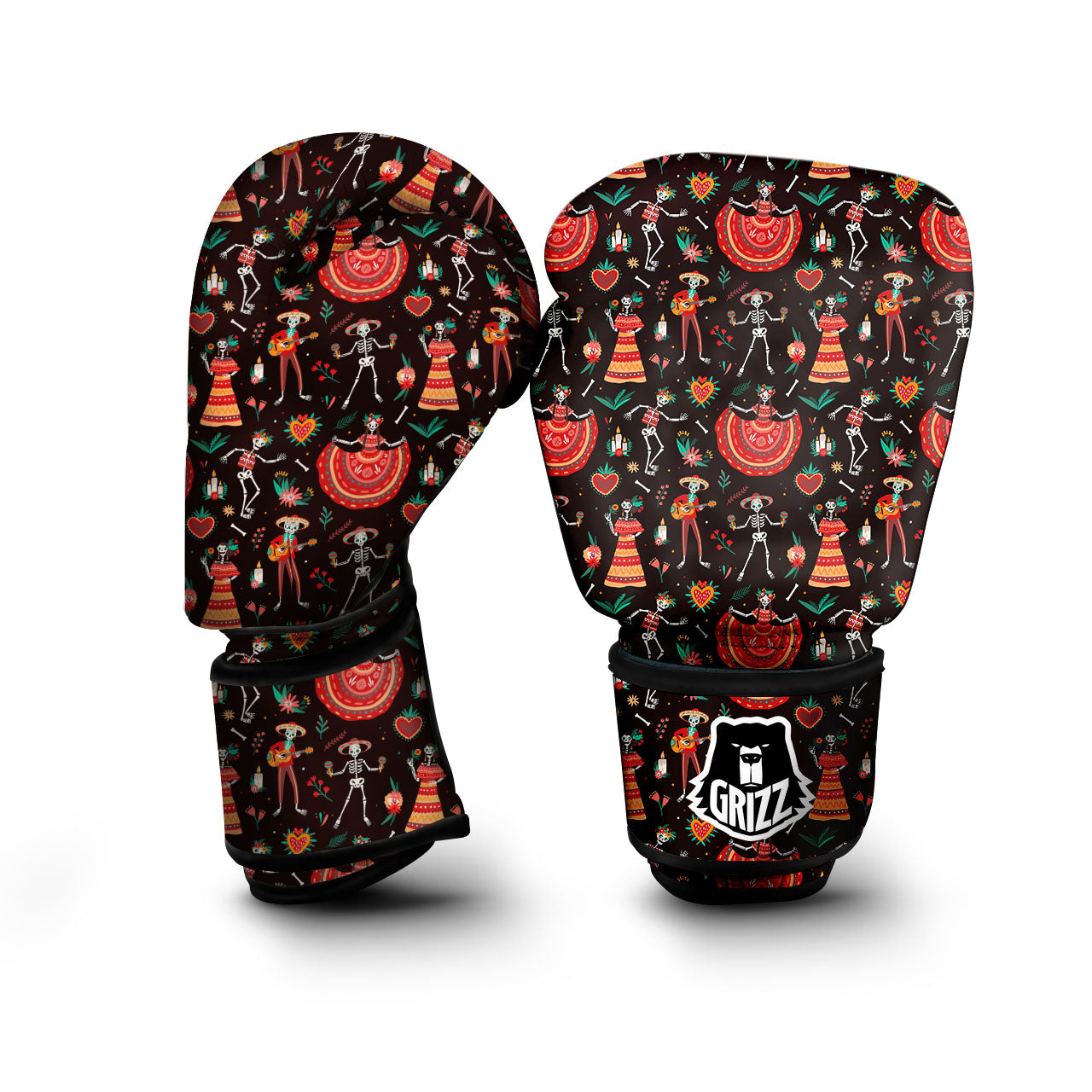 Mariachi Skeletons Day Of The Dead Print Pattern Boxing Gloves-grizzshop