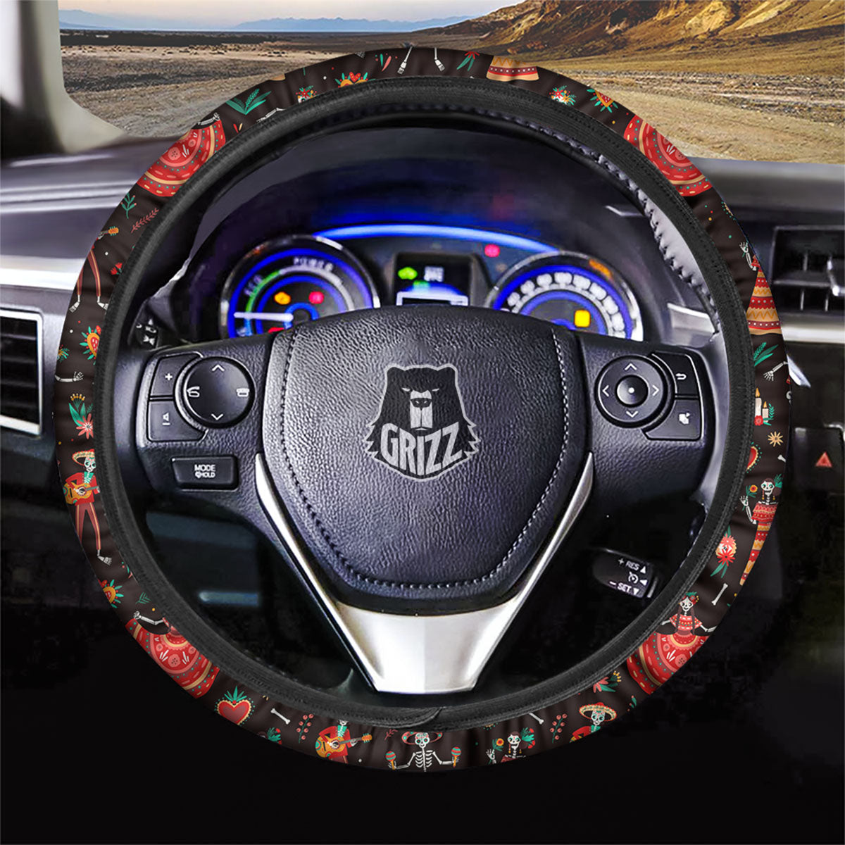 Mariachi Skeletons Day Of The Dead Print Pattern Car Steering Wheel Cover-grizzshop