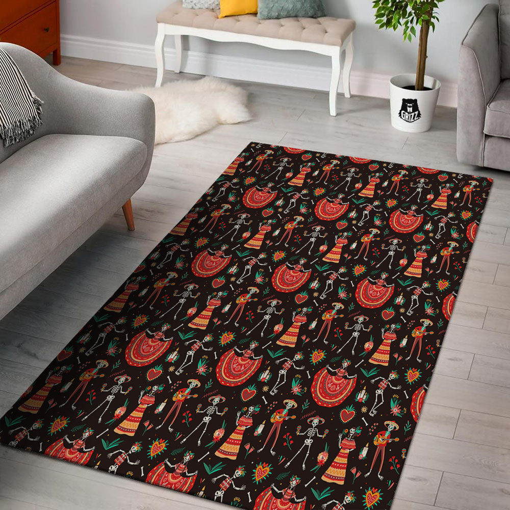 Mariachi Skeletons Day Of The Dead Print Pattern Floor Mat-grizzshop