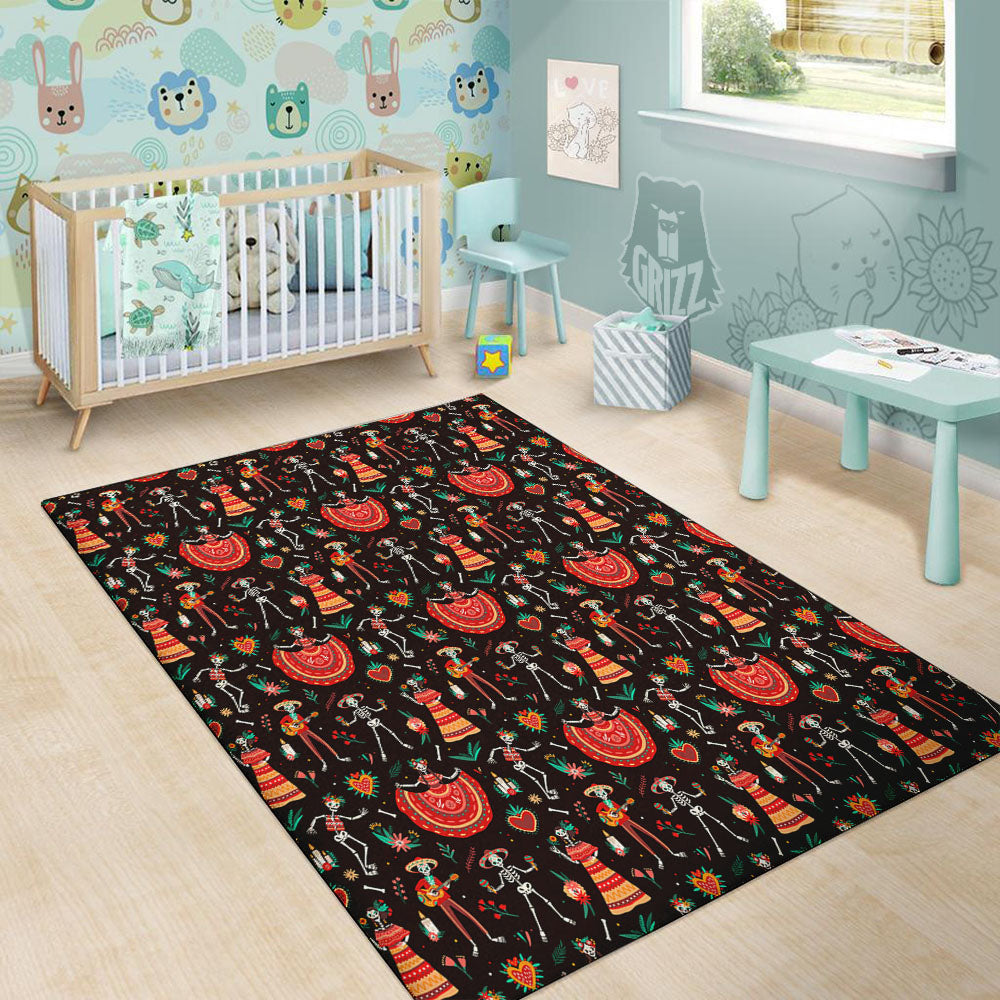 Mariachi Skeletons Day Of The Dead Print Pattern Floor Mat-grizzshop