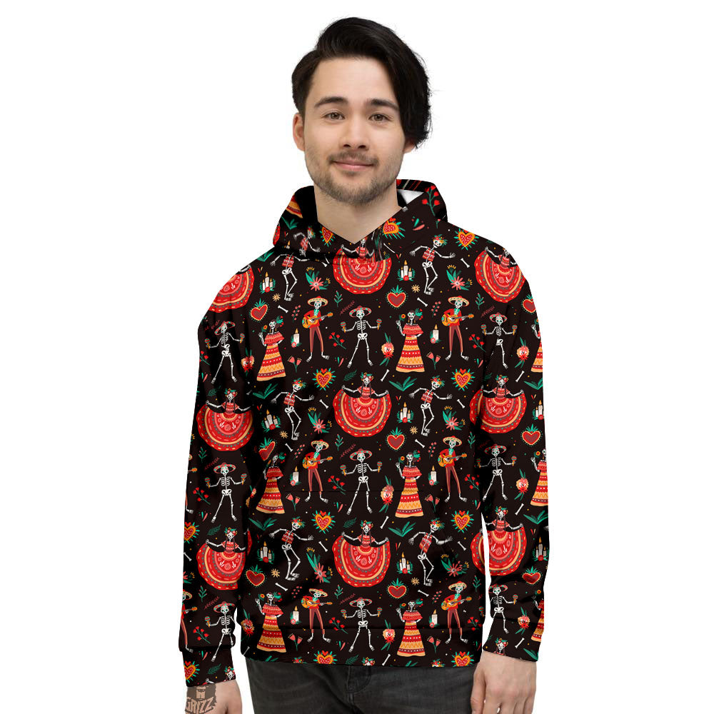 Mariachi Skeletons Day Of The Dead Print Pattern Men's Hoodie-grizzshop
