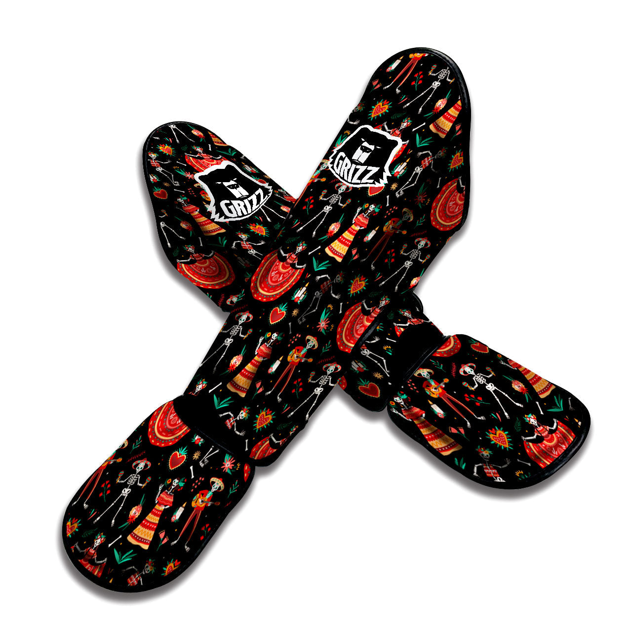 Mariachi Skeletons Day Of The Dead Print Pattern Muay Thai Shin Guards-grizzshop