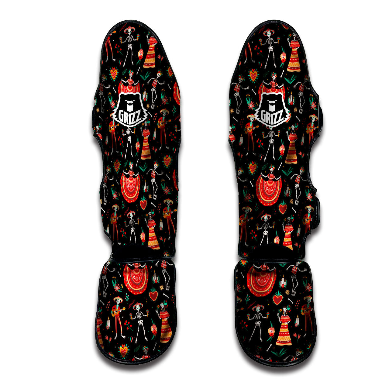Mariachi Skeletons Day Of The Dead Print Pattern Muay Thai Shin Guards-grizzshop