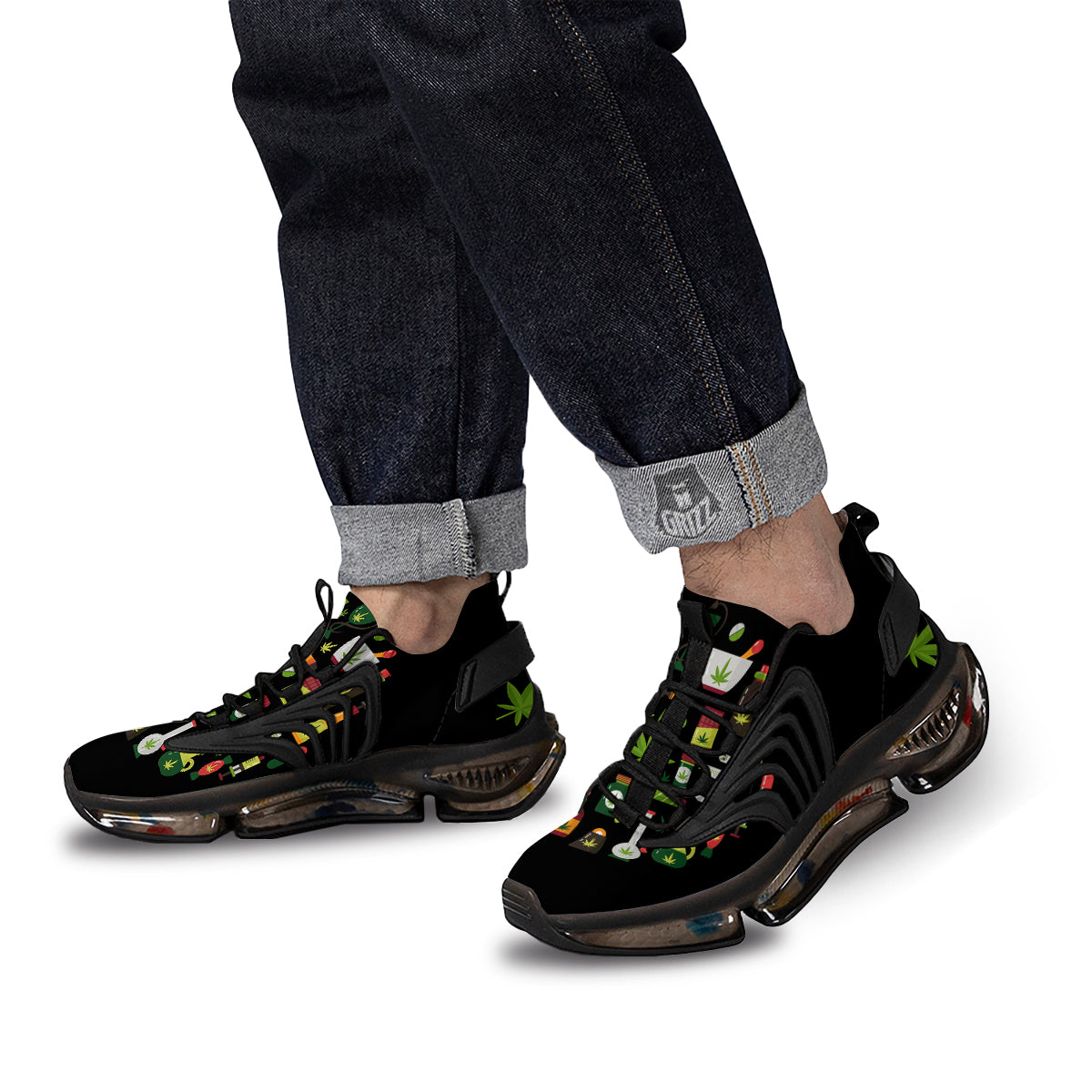 Marijuana And Cannabis Print Black Gym Shoes-grizzshop