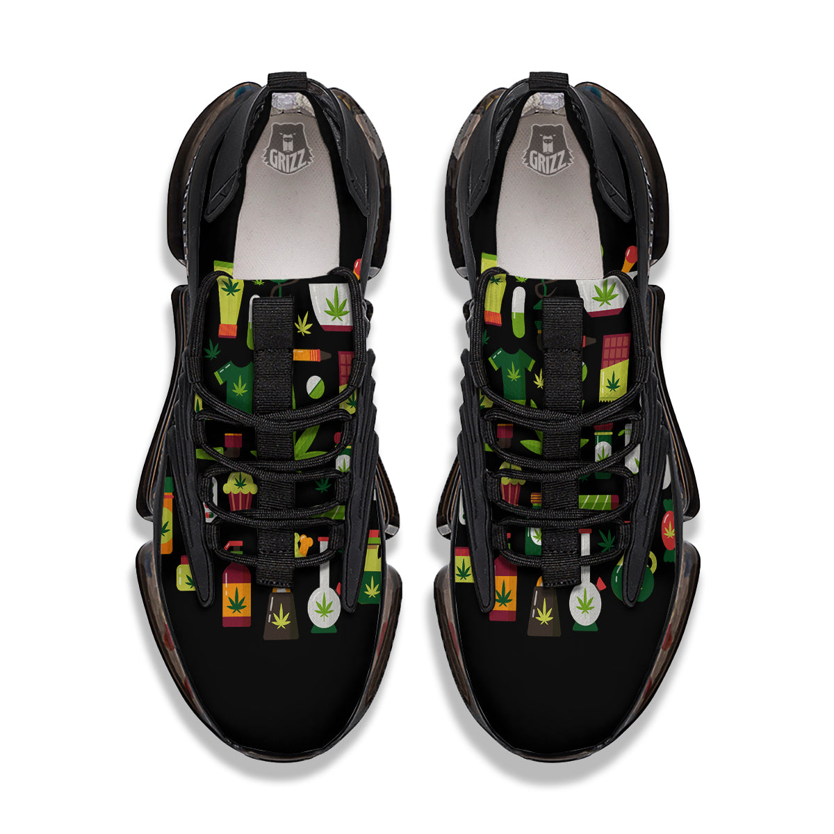Marijuana And Cannabis Print Black Gym Shoes-grizzshop