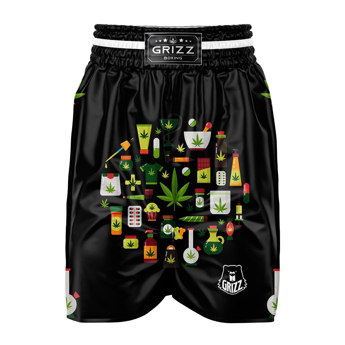 Marijuana And Cannabis Print Boxing Shorts-grizzshop