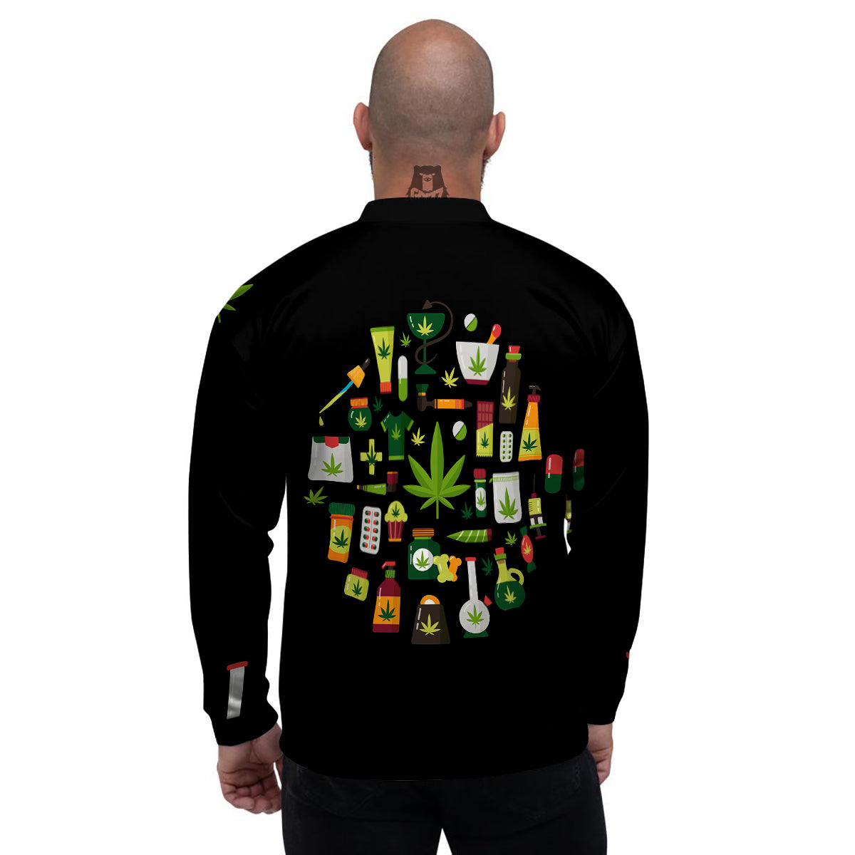 Marijuana And Cannabis Print Men's Bomber Jacket-grizzshop