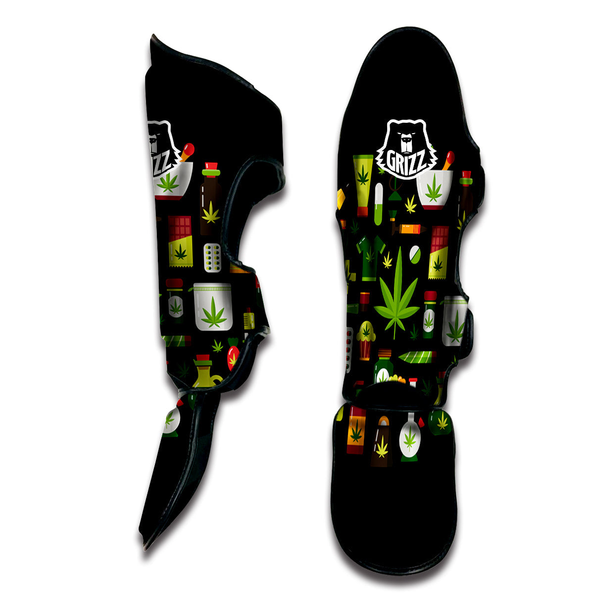 Marijuana And Cannabis Print Muay Thai Shin Guards-grizzshop