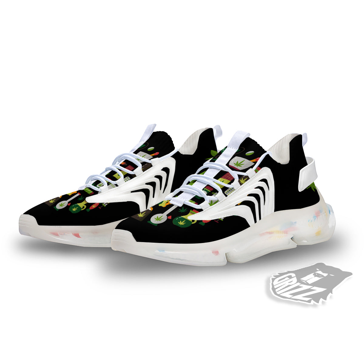 Marijuana And Cannabis Print White Gym Shoes-grizzshop