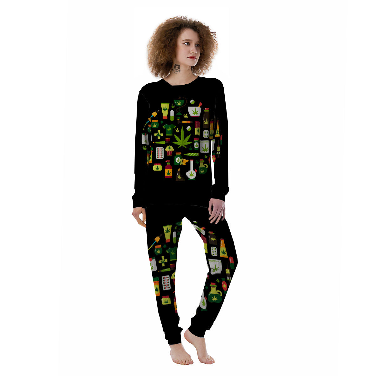 Marijuana And Cannabis Print Women's Pajamas-grizzshop