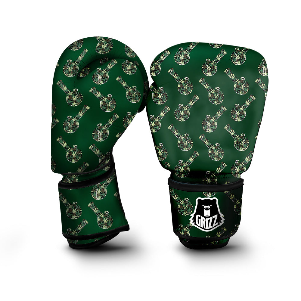 Marijuana Cannabis And Green Camo Print Pattern Boxing Gloves-grizzshop