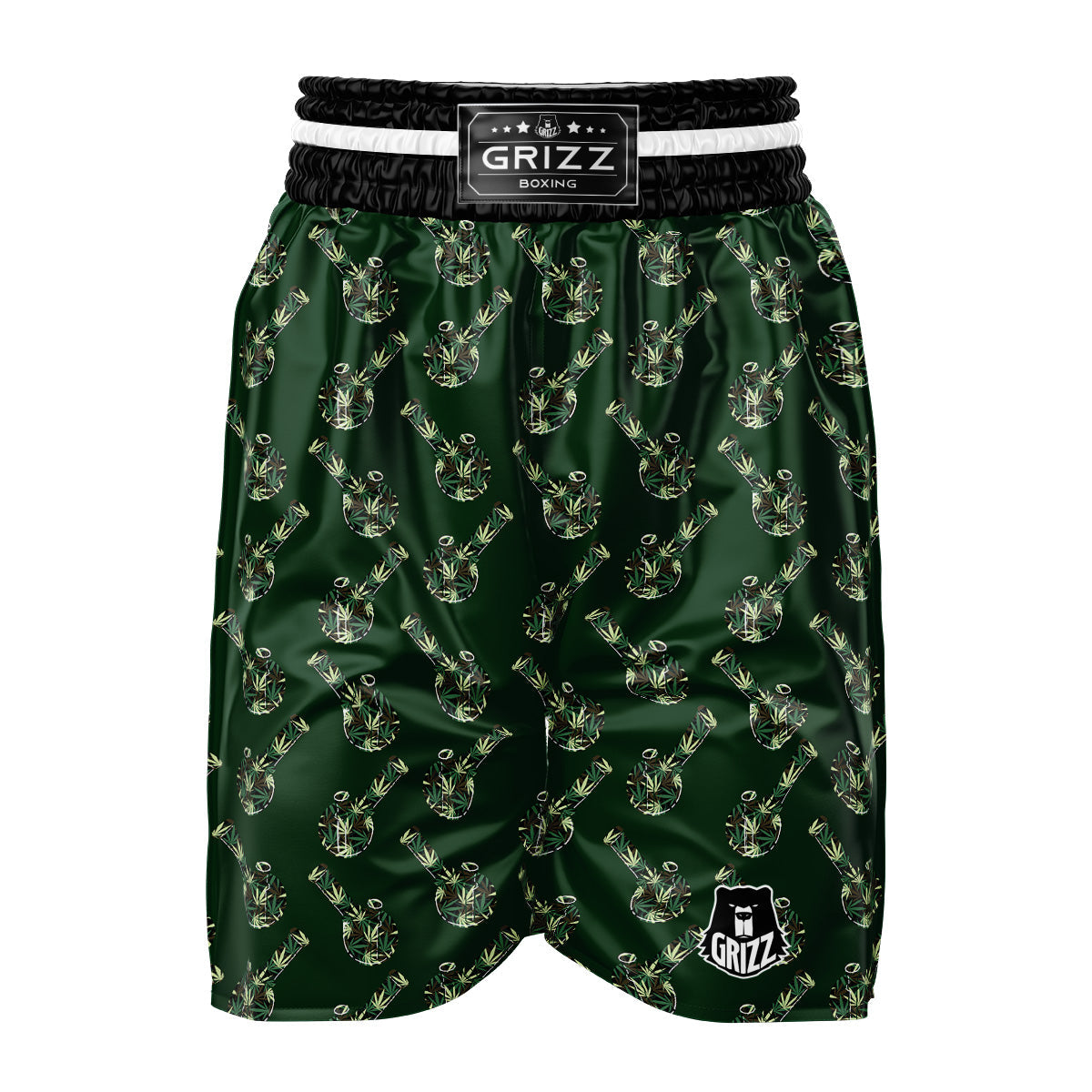 Marijuana Cannabis And Green Camo Print Pattern Boxing Shorts-grizzshop