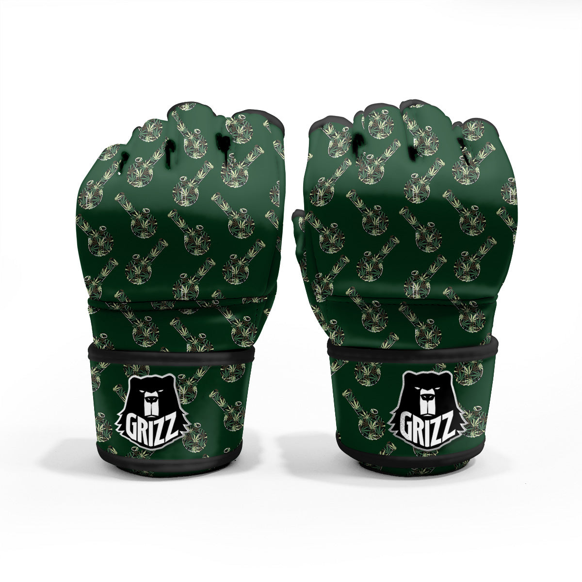 Marijuana Cannabis And Green Camo Print Pattern MMA Gloves-grizzshop