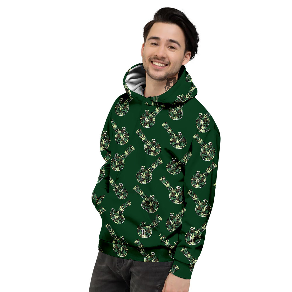 Marijuana Cannabis And Green Camo Print Pattern Men's Hoodie-grizzshop