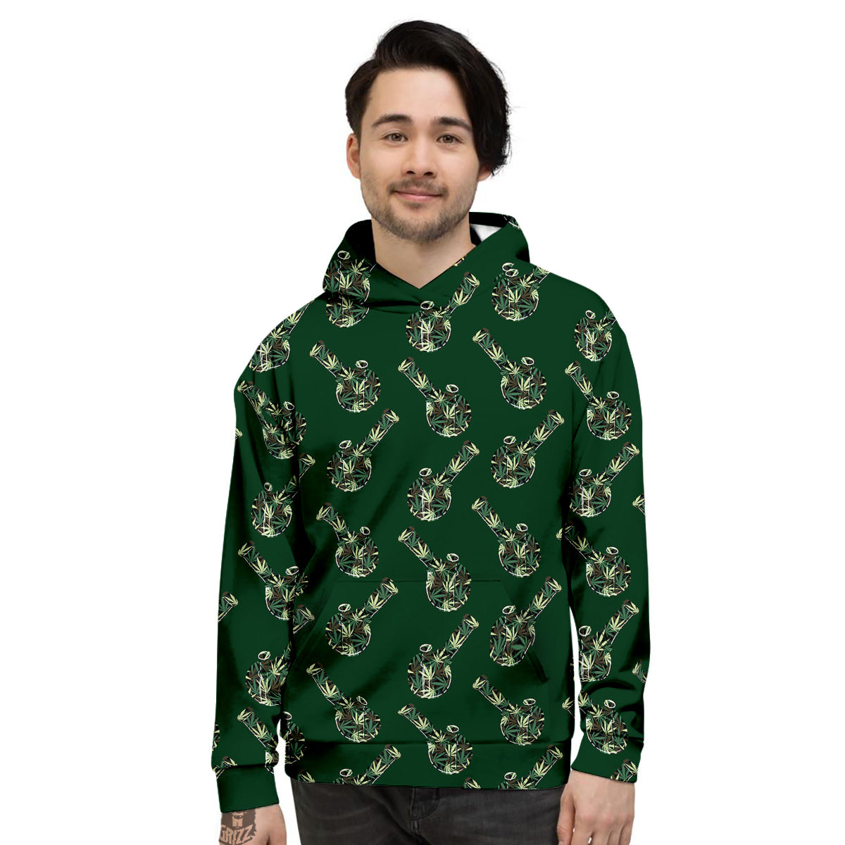 Marijuana Cannabis And Green Camo Print Pattern Men's Hoodie-grizzshop