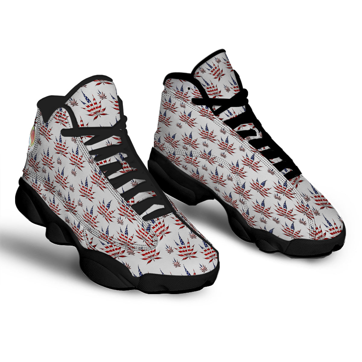 Marijuana Leaf American Print Pattern Black Basketball Shoes-grizzshop