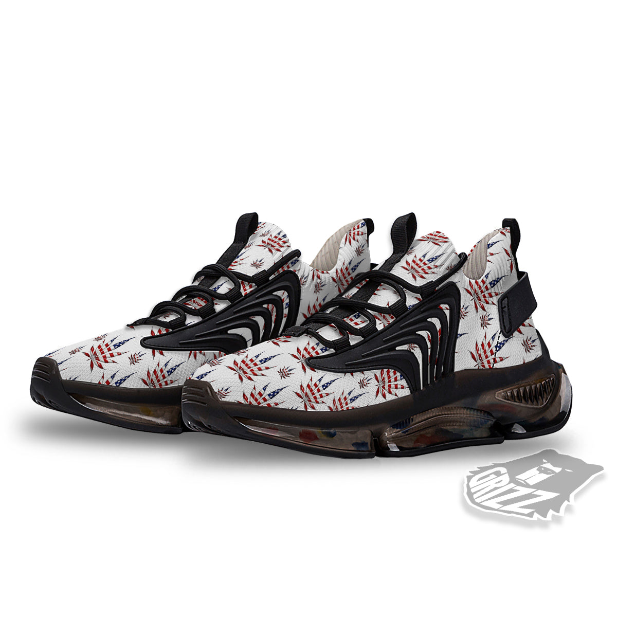 Marijuana Leaf American Print Pattern Black Gym Shoes-grizzshop
