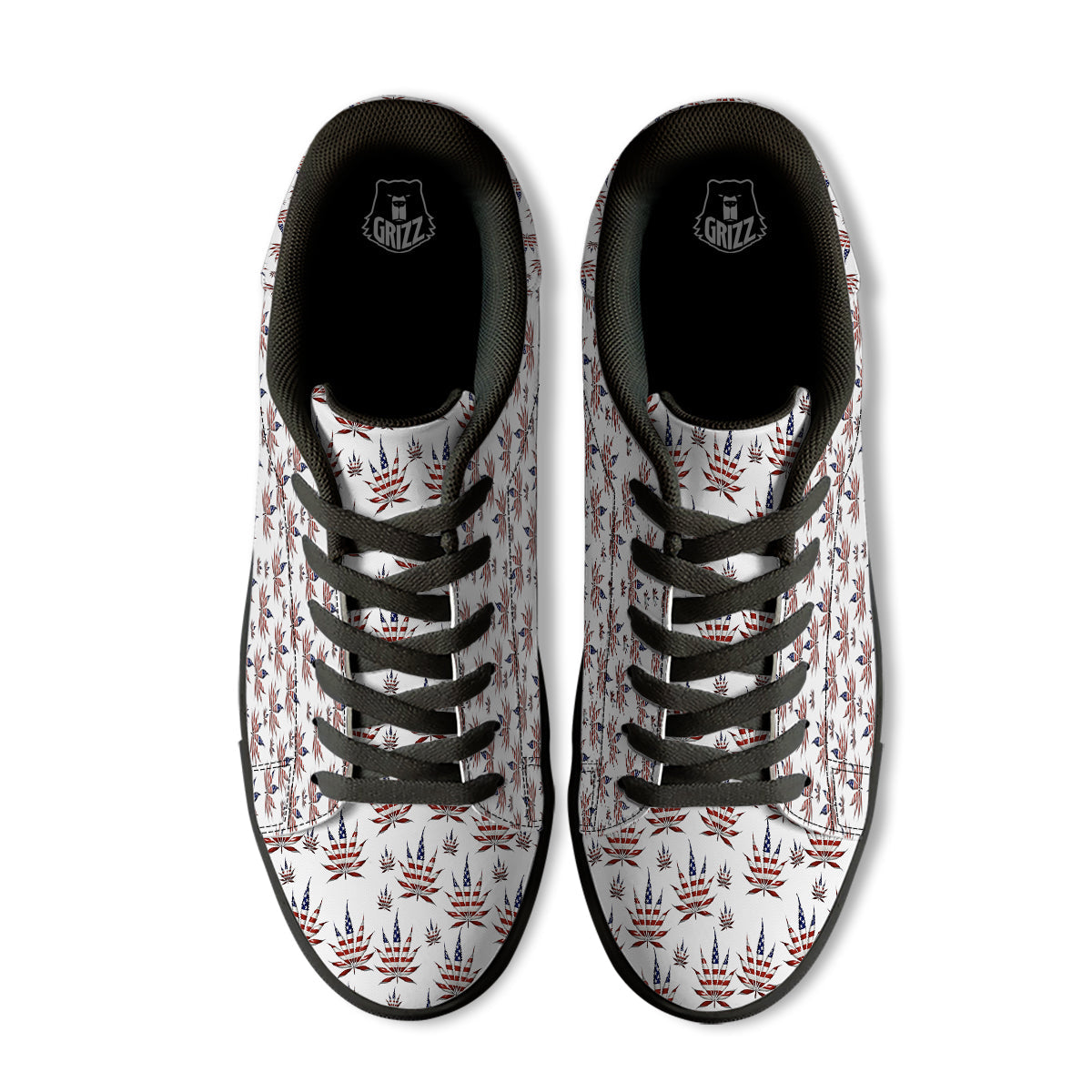 Marijuana Leaf American Print Pattern Black Low Top Sneakers-grizzshop