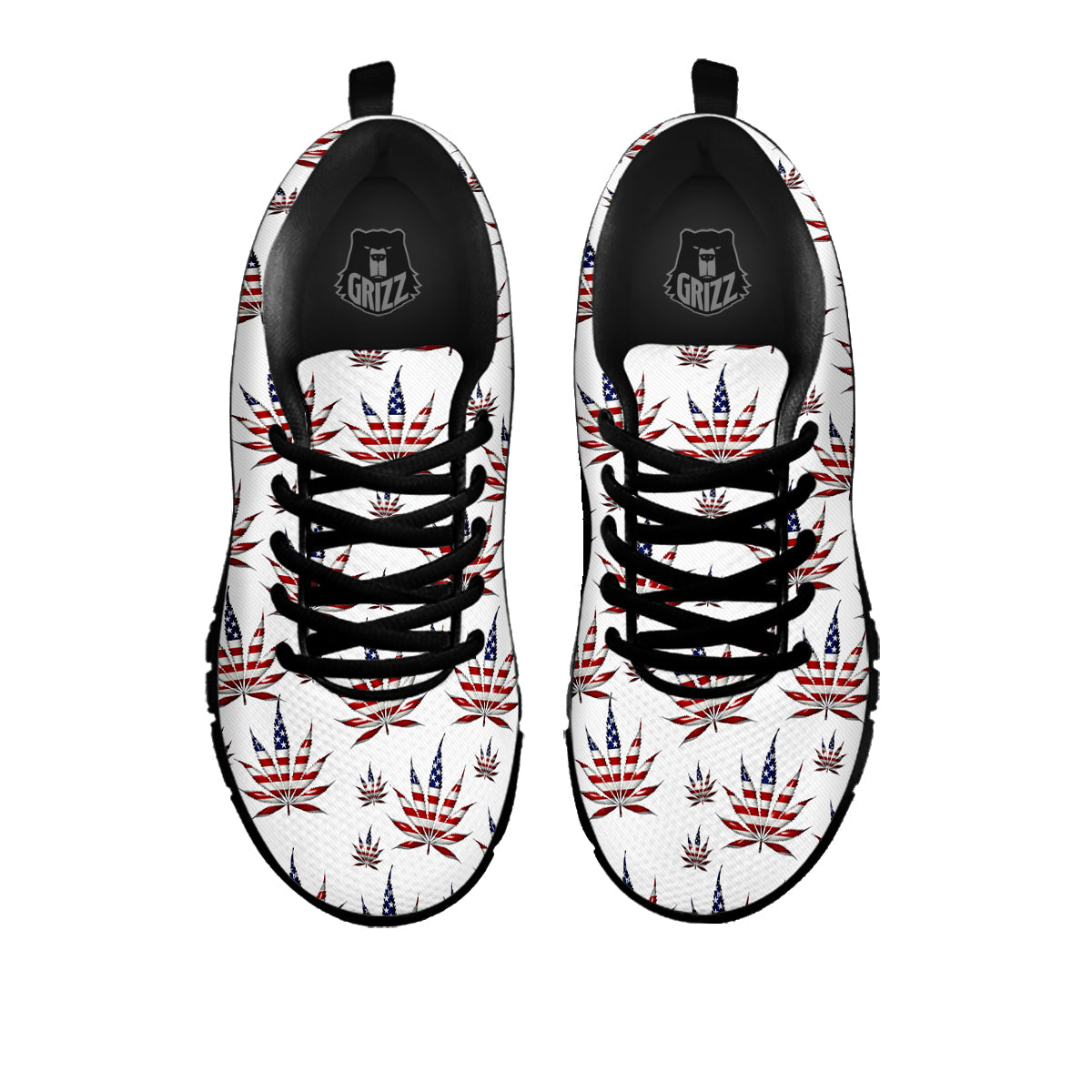 Marijuana Leaf American Print Pattern Black Sneaker-grizzshop