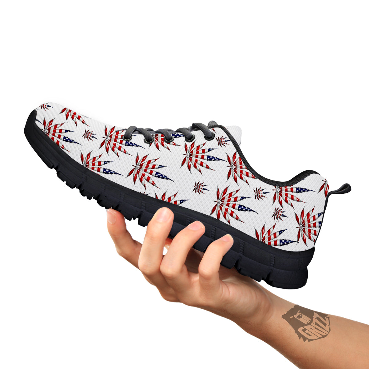 Marijuana Leaf American Print Pattern Black Sneaker-grizzshop