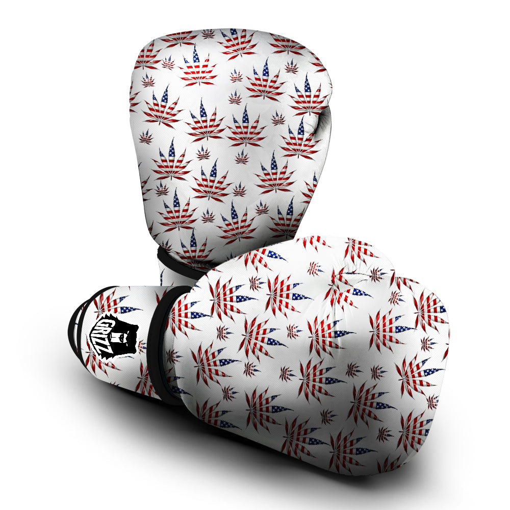 Marijuana Leaf American Print Pattern Boxing Gloves-grizzshop