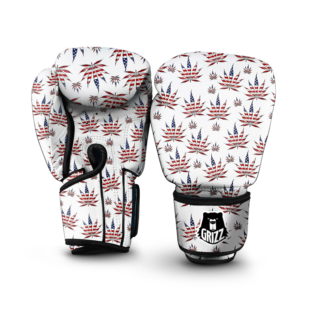 Marijuana Leaf American Print Pattern Boxing Gloves-grizzshop
