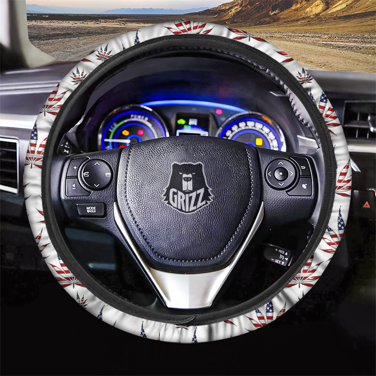 Marijuana Leaf American Print Pattern Car Steering Wheel Cover-grizzshop