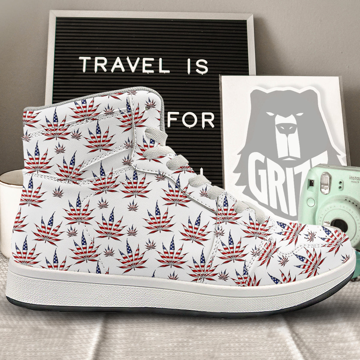 Marijuana Leaf American Print Pattern High Top Sneakers-grizzshop