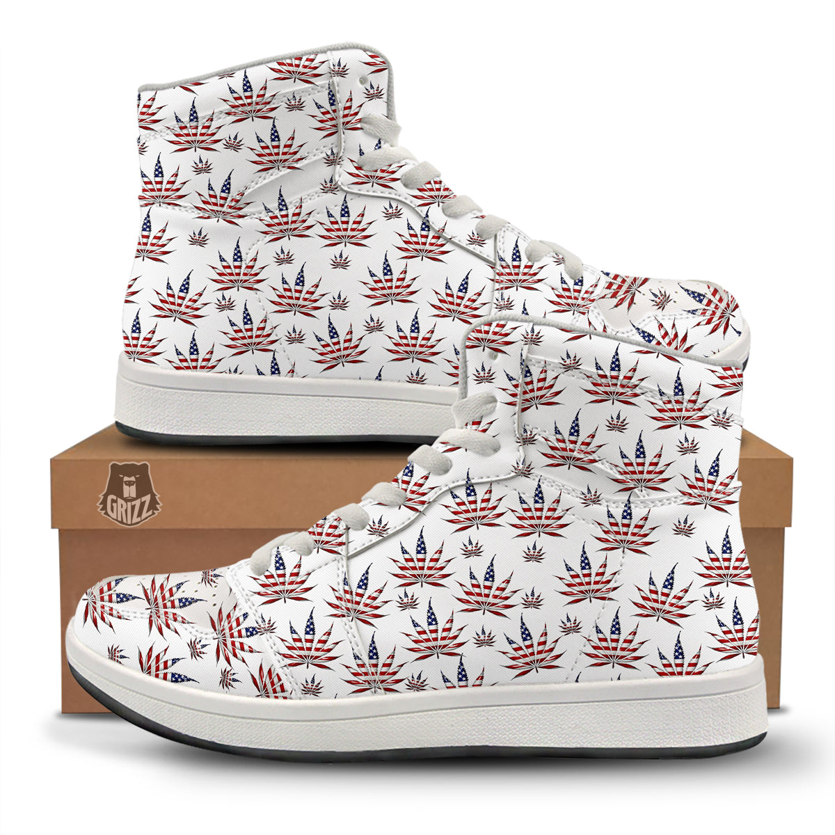 Marijuana Leaf American Print Pattern High Top Sneakers-grizzshop