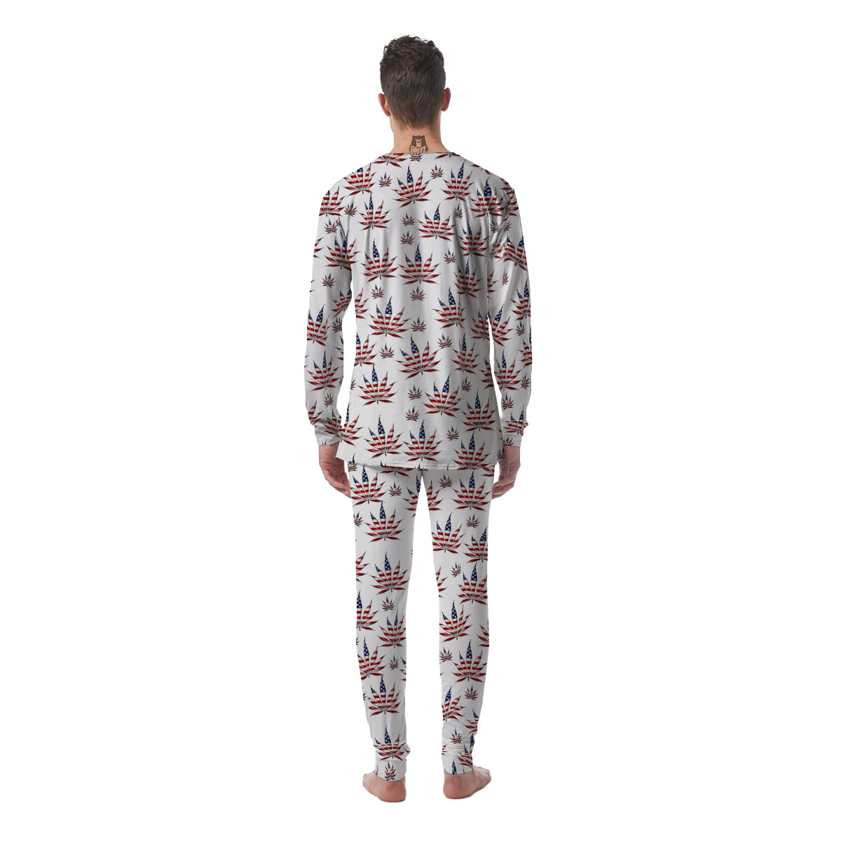 Marijuana Leaf American Print Pattern Men's Pajamas-grizzshop