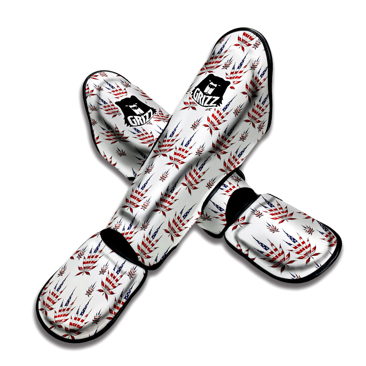 Marijuana Leaf American Print Pattern Muay Thai Shin Guards-grizzshop