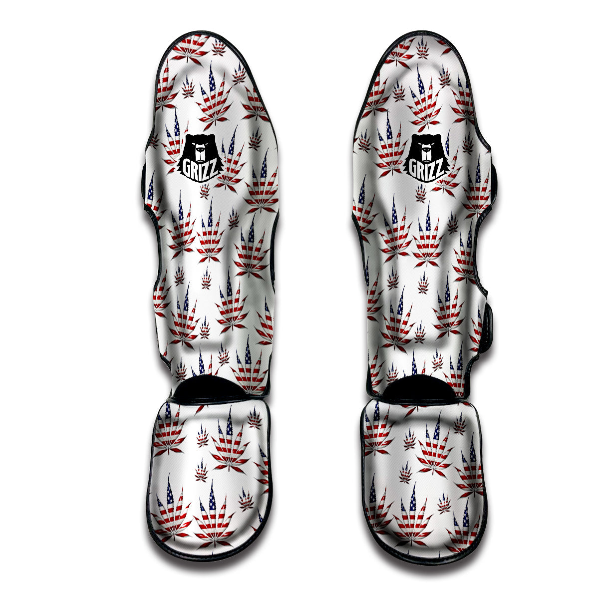 Marijuana Leaf American Print Pattern Muay Thai Shin Guards-grizzshop