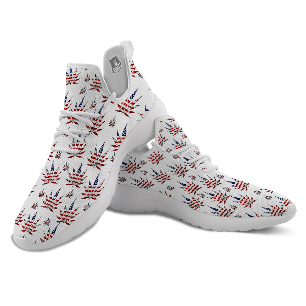 Marijuana Leaf American Print Pattern White Athletic Shoes-grizzshop