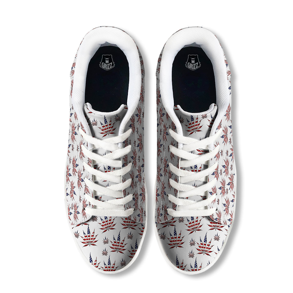 Marijuana Leaf American Print Pattern White Low Top Sneakers-grizzshop