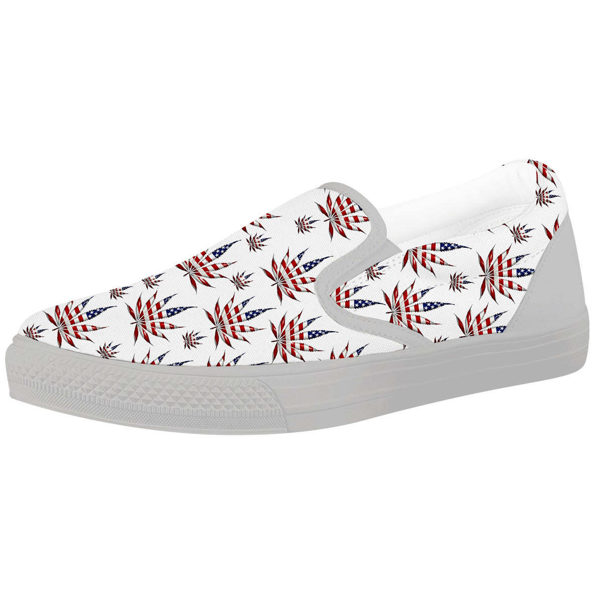 Marijuana Leaf American Print Pattern White Slip On Shoes-grizzshop