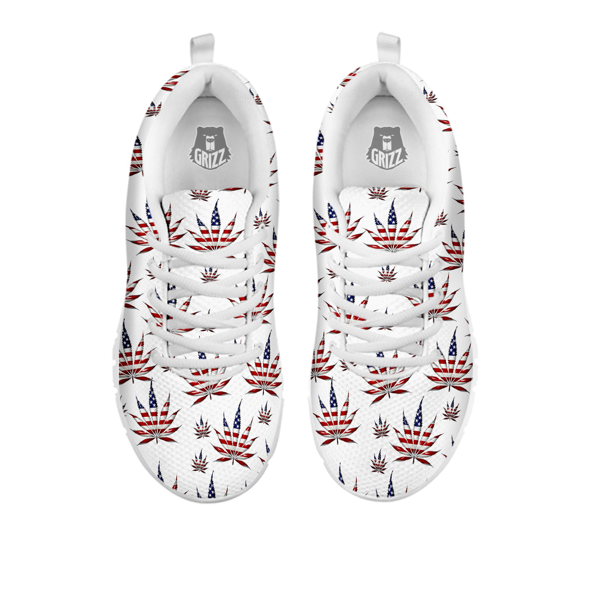 Marijuana Leaf American Print Pattern White Sneaker-grizzshop